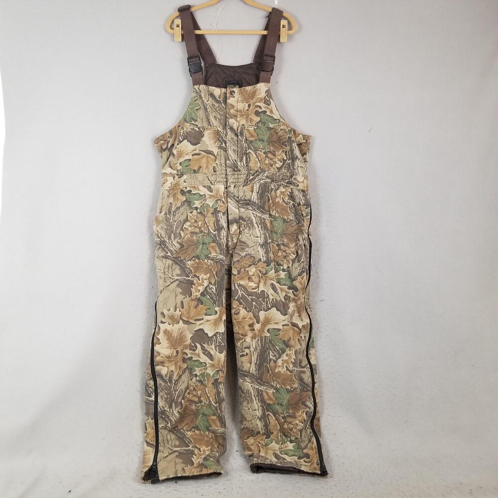 RedHead Bib Overalls‎ Mens XL Brown Camo Insulated Quilted Hunting Cold Weather